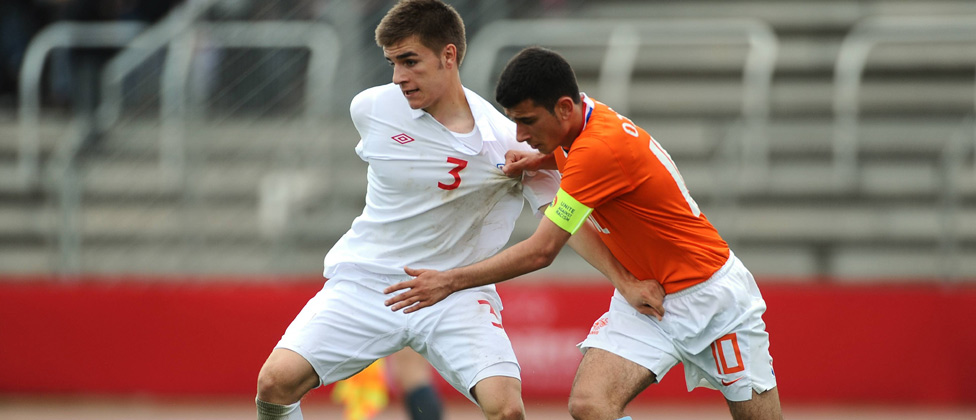 Luke Garbutt in action against Holland in last season's UEFA European U17 Championship.